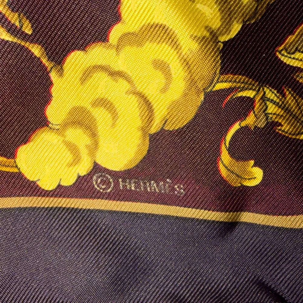 Hermes Luxurious Burgundy and Gold Scarf - Picture 7 of 8